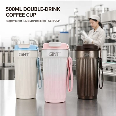 500ML Ikkita ichimlikli vertikal chiziqli kofe stakan yetkazib beruvchi